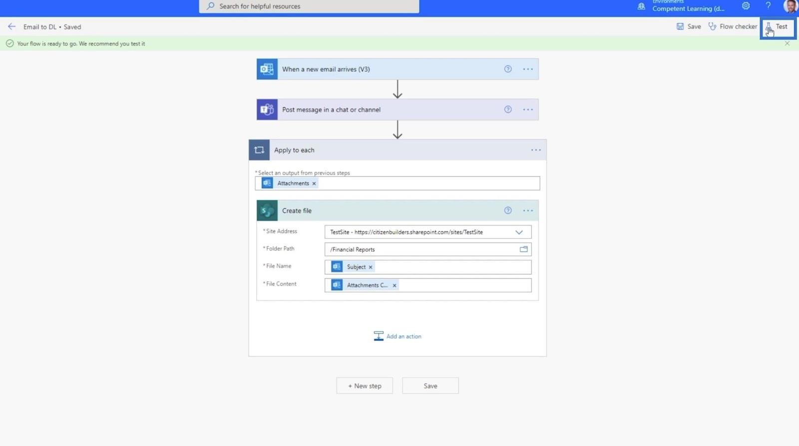 MS Flow : comment télécharger dans SharePoint par e-mail