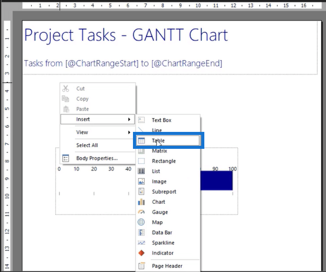 Creați o diagramă Gantt în LuckyTemplates Report Builder