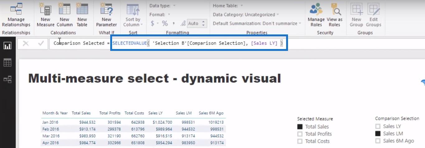 Datavisualisatietechniek in LuckyTemplates - Dynamische visuals met meerdere metingen