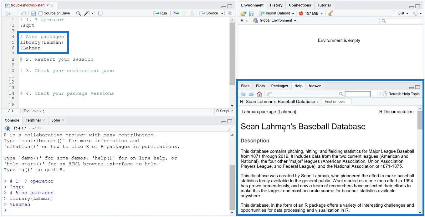 Aide de RStudio : Façons de résoudre les problèmes de R