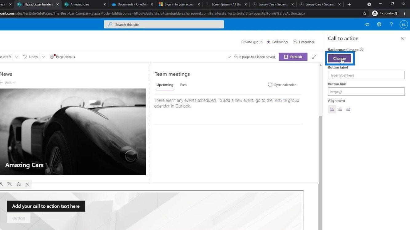 Présentation et création de la page d'accueil SharePoint