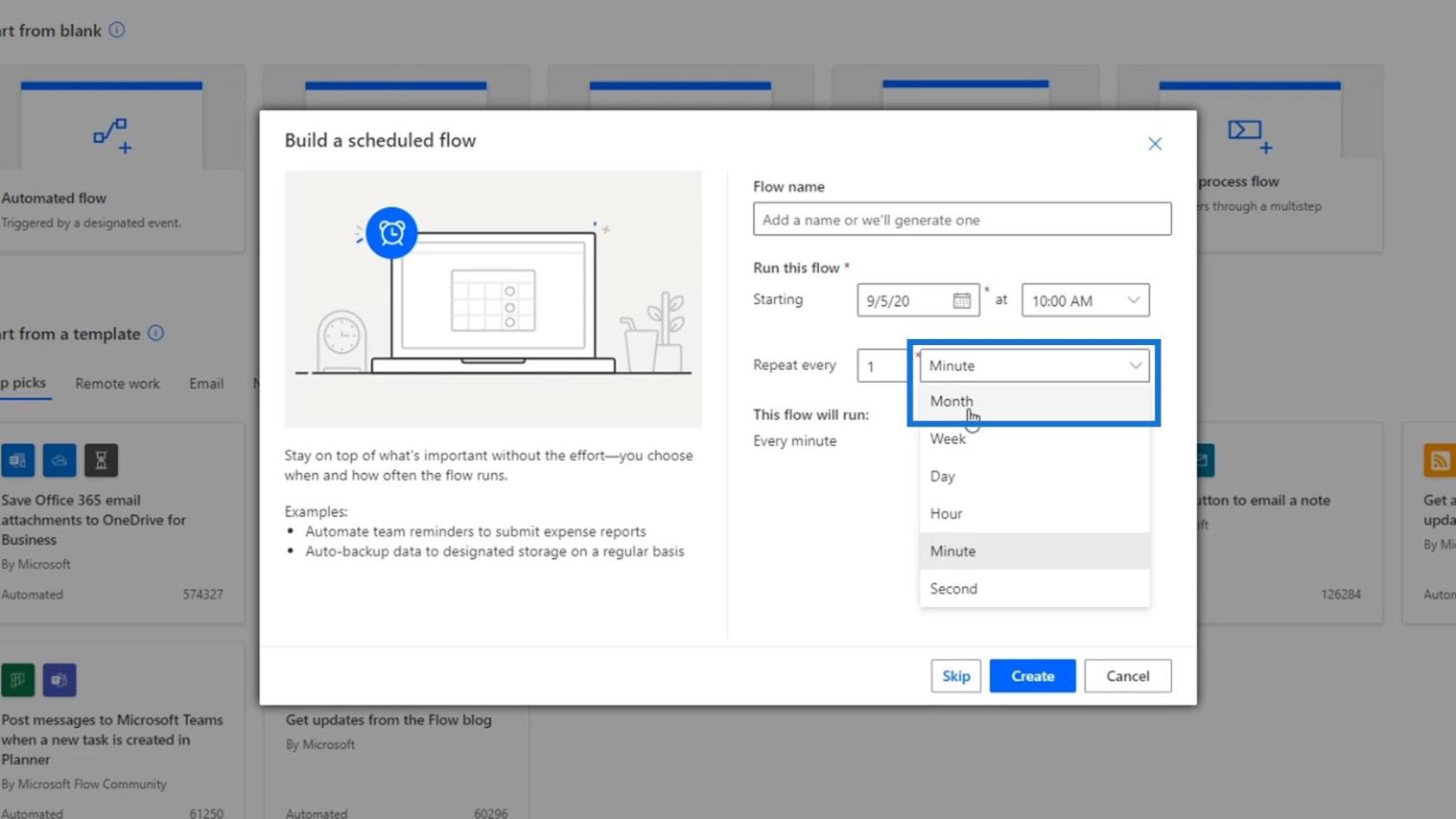 Workflows planifiés dans Microsoft Power Automate