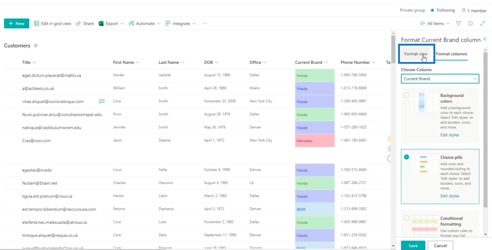 Tutorial de formatare a listei SharePoint