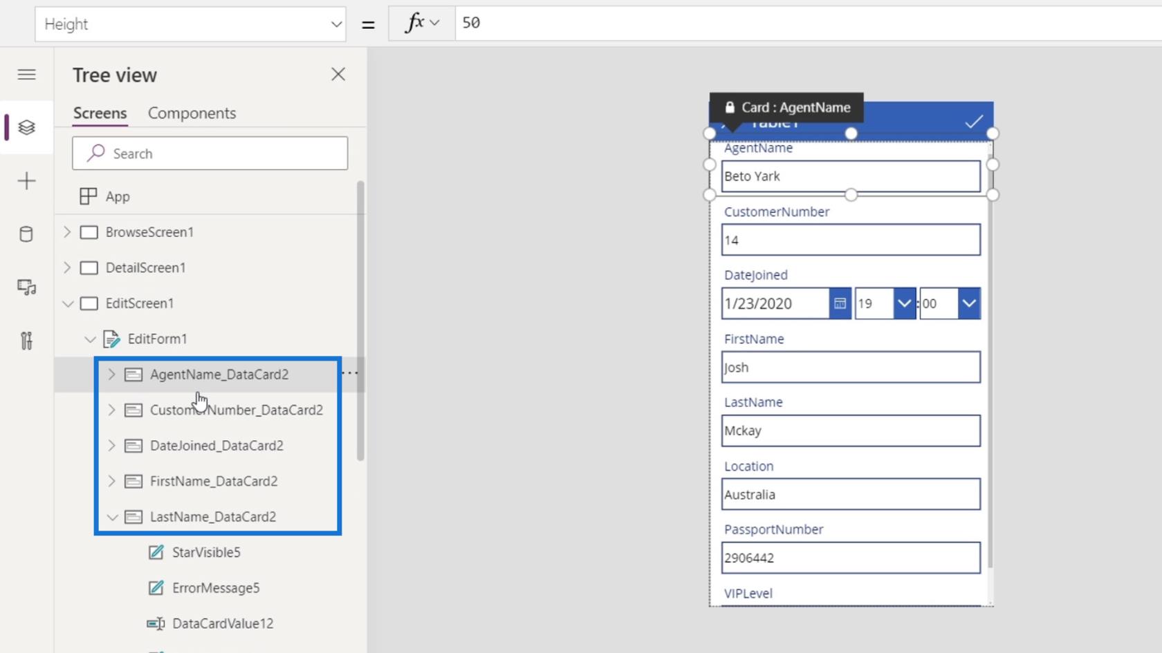 PowerApps 屏幕：編輯和更新