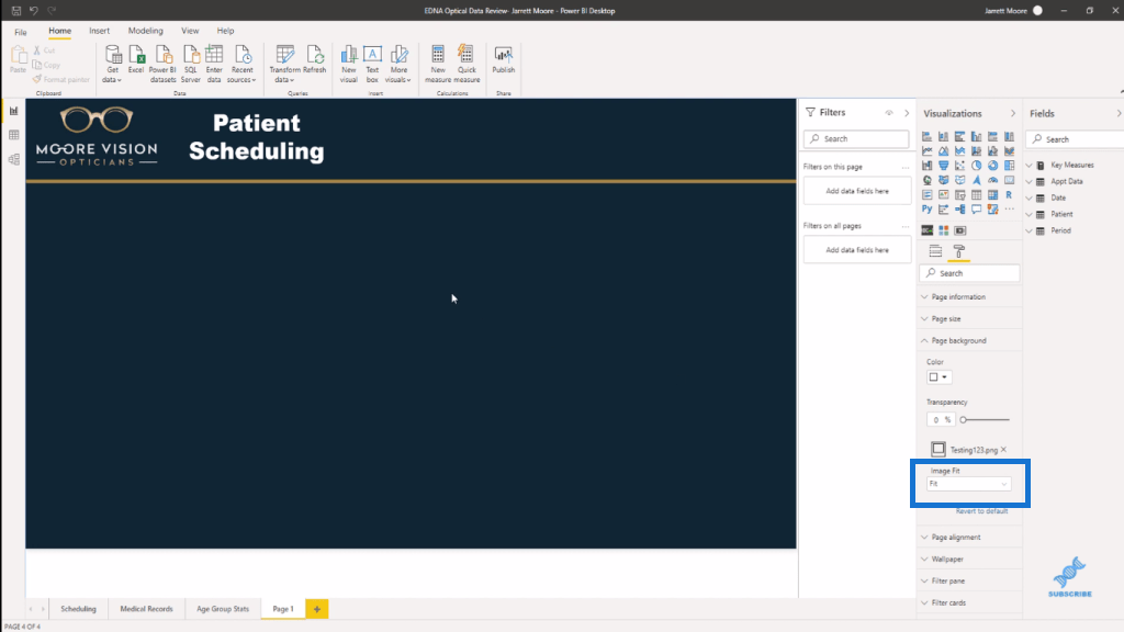 Image d'arrière-plan LuckyTemplates pour les rapports utilisant PPT