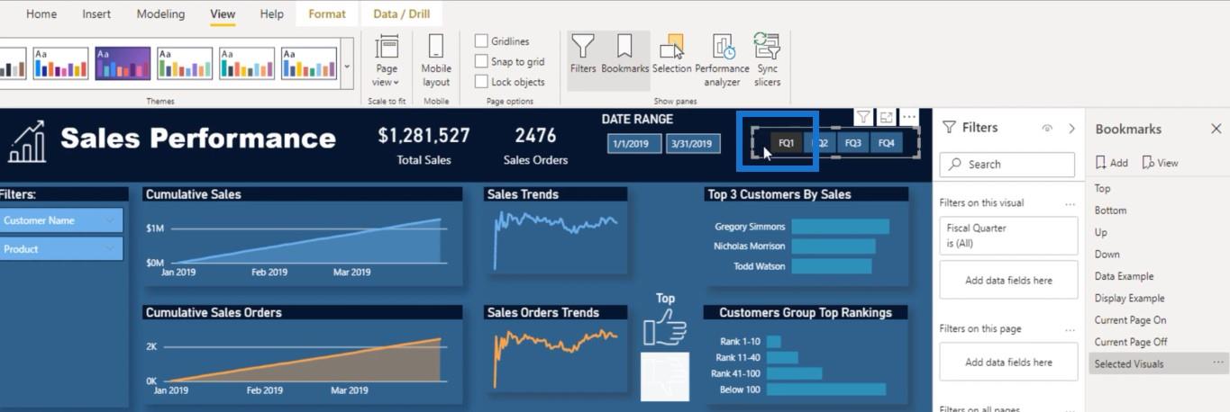 Comment utiliser les options dans un signet dans LuckyTemplates