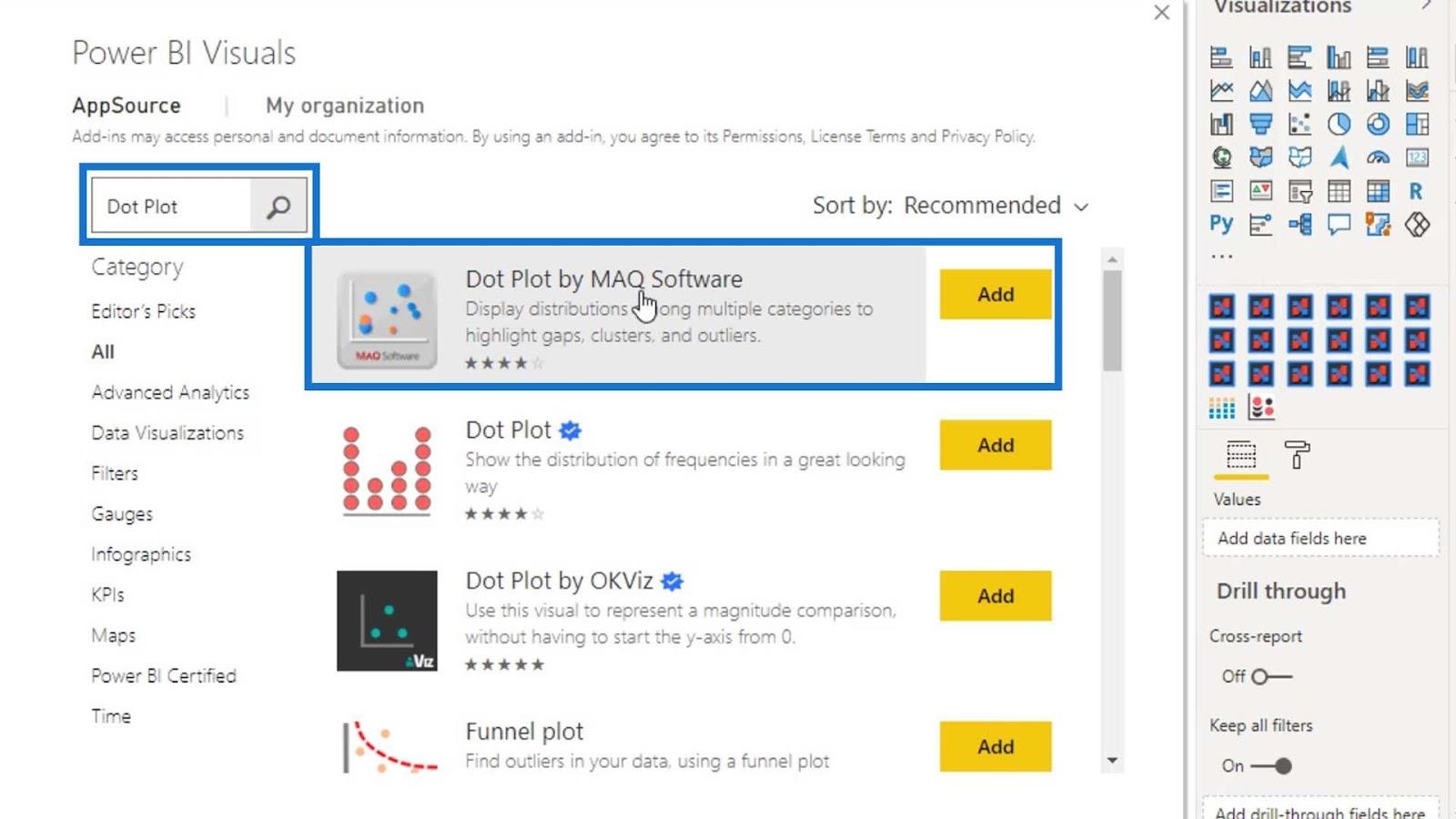 Gráficos de plotagem de pontos no LuckyTemplates: visualização personalizada