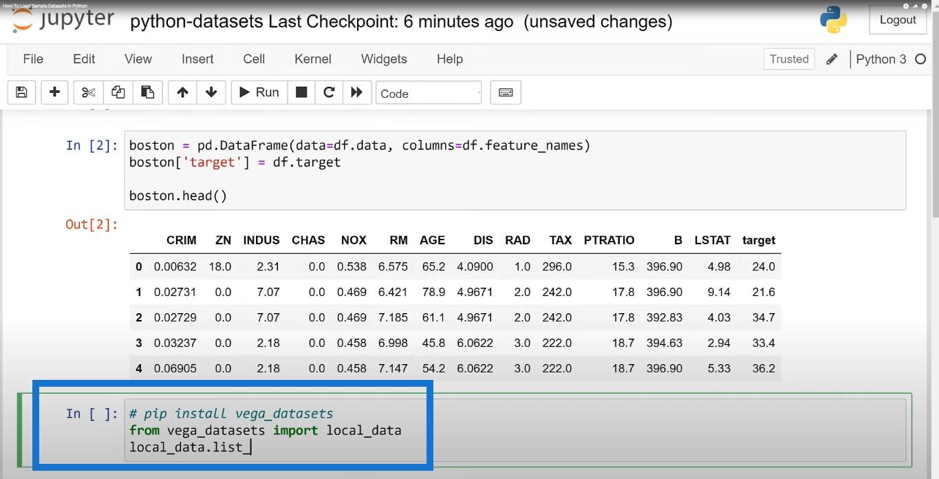 Comment charger des exemples d'ensembles de données en Python