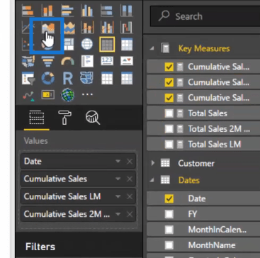 Compare la información acumulada durante diferentes meses en LuckyTemplates