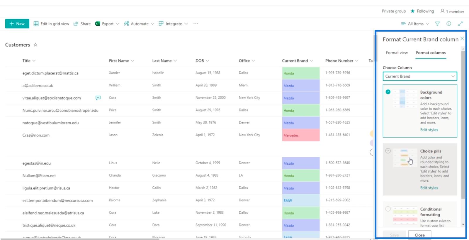 Tutorial de formatare a listei SharePoint