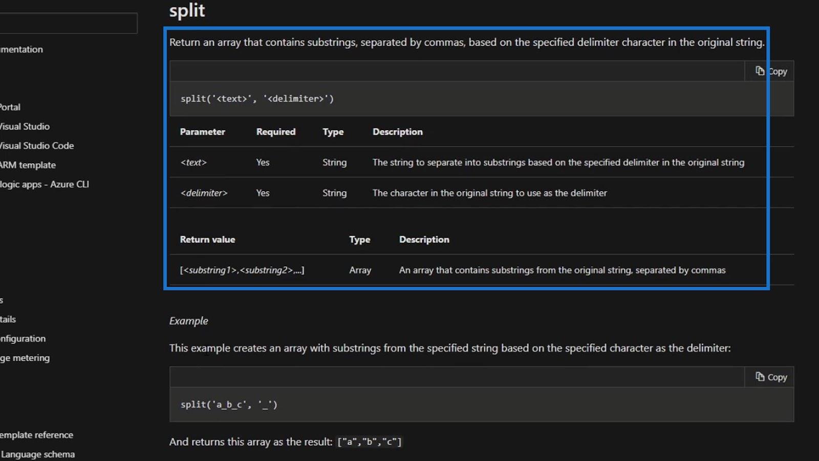 Power Automate Split Function et baies