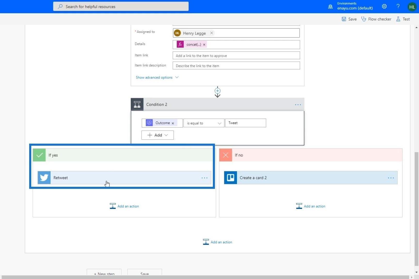 여러 옵션이 있는 Microsoft Flow 승인