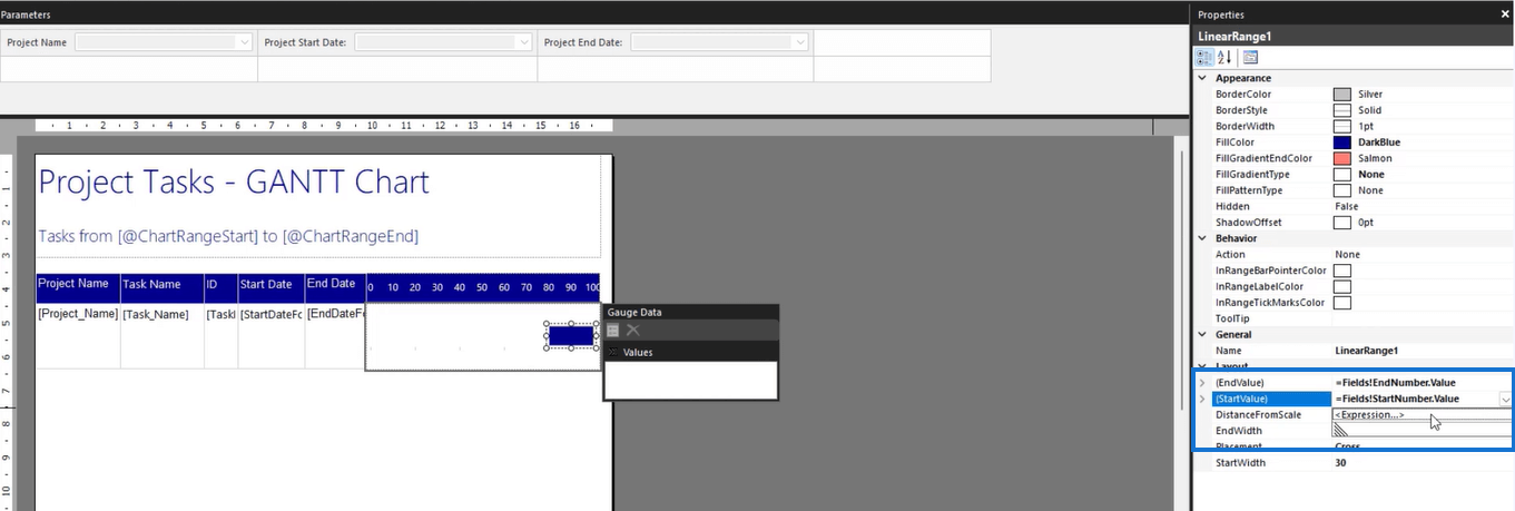 Creați o diagramă Gantt în LuckyTemplates Report Builder