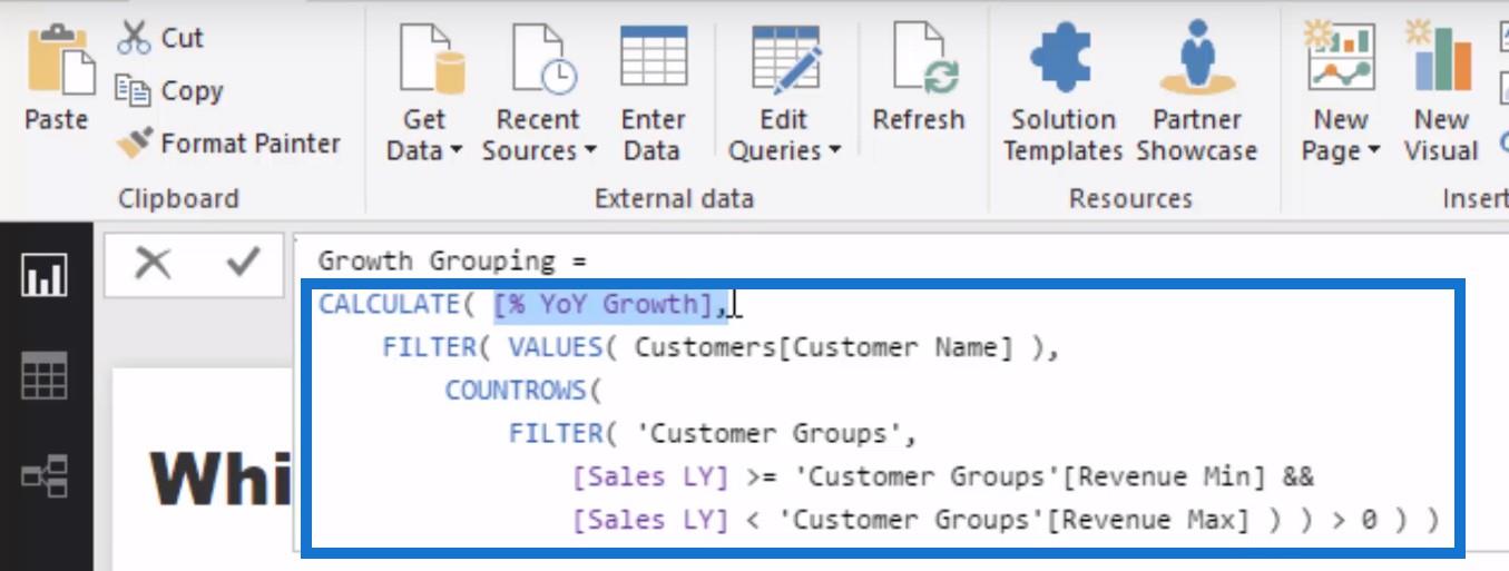 Découvrez quels groupes de clients ont connu la plus forte croissance grâce à la segmentation des clients dans LuckyTemplates