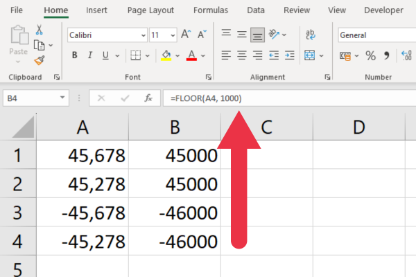 如何在 Excel 中四捨五入到最接近的千位