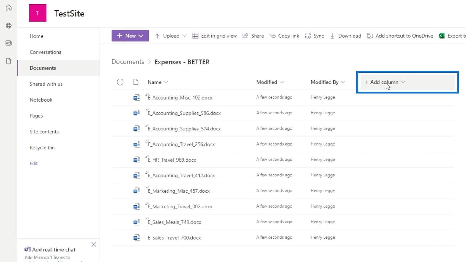 使用列在 SharePoint 中添加元數據