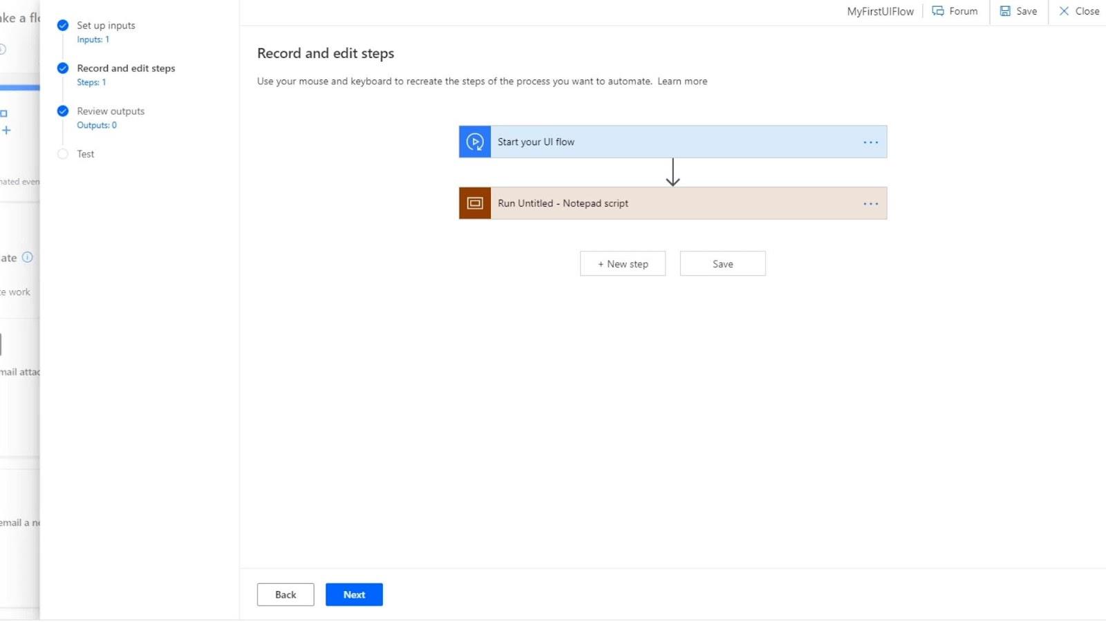 Entrées de flux d'interface utilisateur dans Microsoft Power Automate