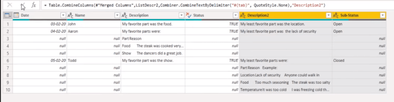 Comment fusionner dynamiquement des colonnes dans une table Power Query