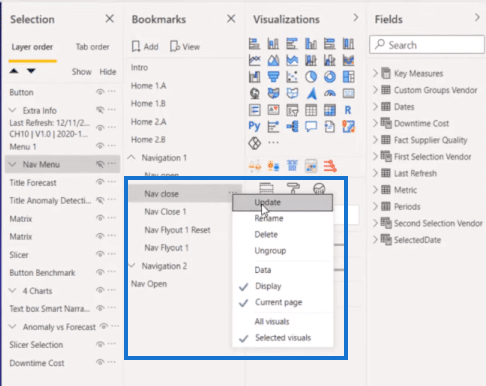 Menu de navigation dynamique à l'aide des filtres LuckyTemplates