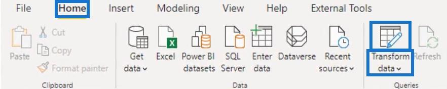 Outils, onglets et interface utilisateur Power Query