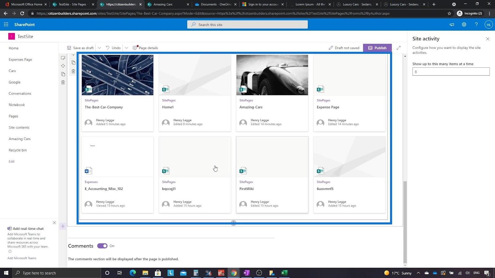 Présentation et création de la page d'accueil SharePoint