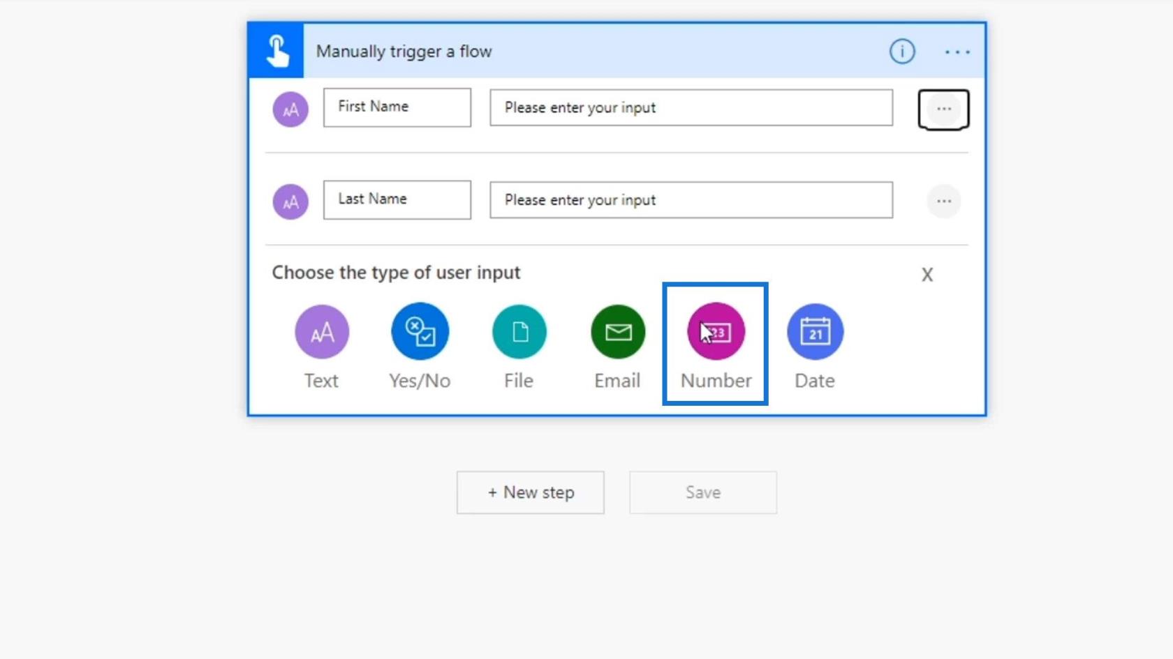 Microsoft Power Automate의 워크플로 입력