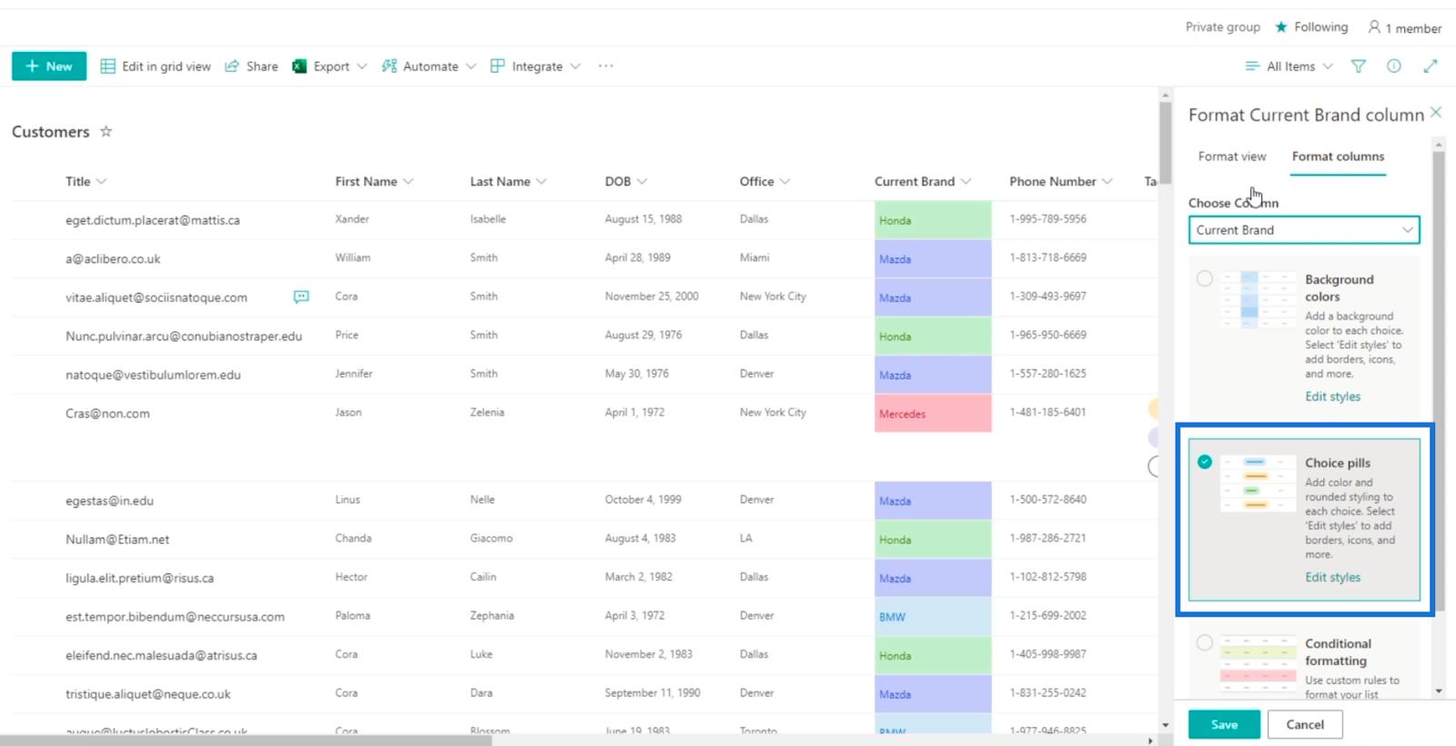 Tutorial de formatare a listei SharePoint