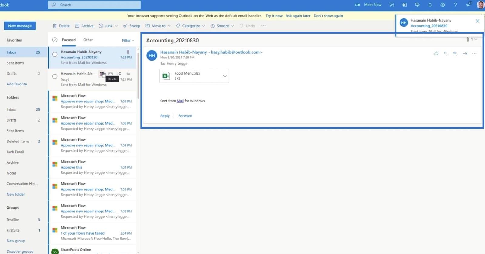 MS Flow : comment télécharger dans SharePoint par e-mail