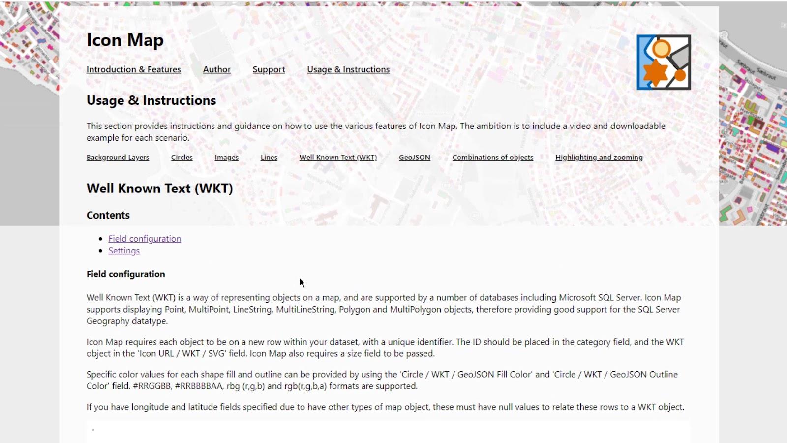 Visual do mapa de ícones do LuckyTemplates: strings WKT