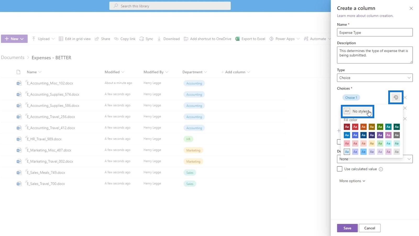 使用列在 SharePoint 中添加元數據