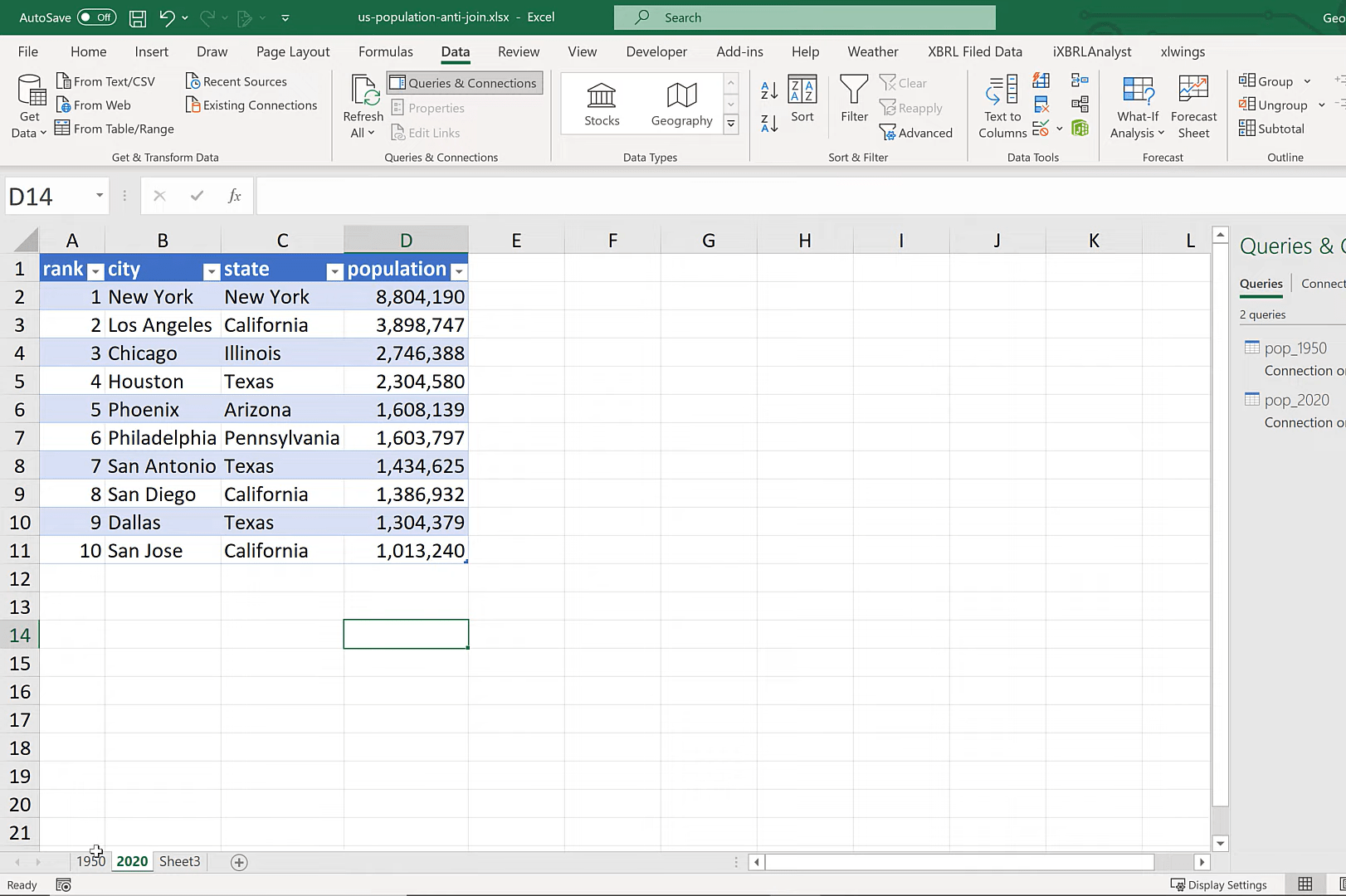 使用 Power Query 在 Excel 中使用 Anti Join 合併查詢