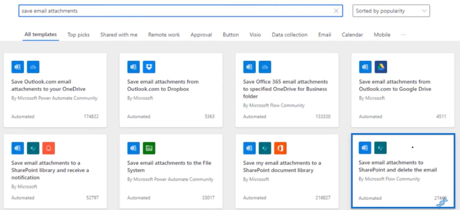 Enregistrer la pièce jointe d'un e-mail sur SharePoint avec Power Automate