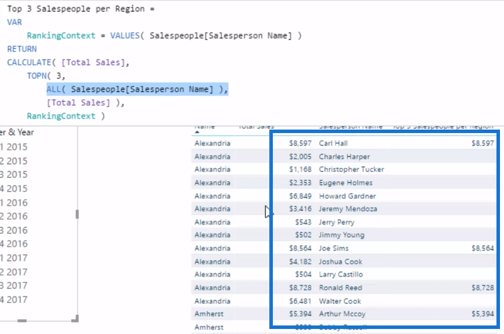 Trouvez automatiquement vos 3 meilleurs vendeurs par région à l'aide de DAX dans LuckyTemplates