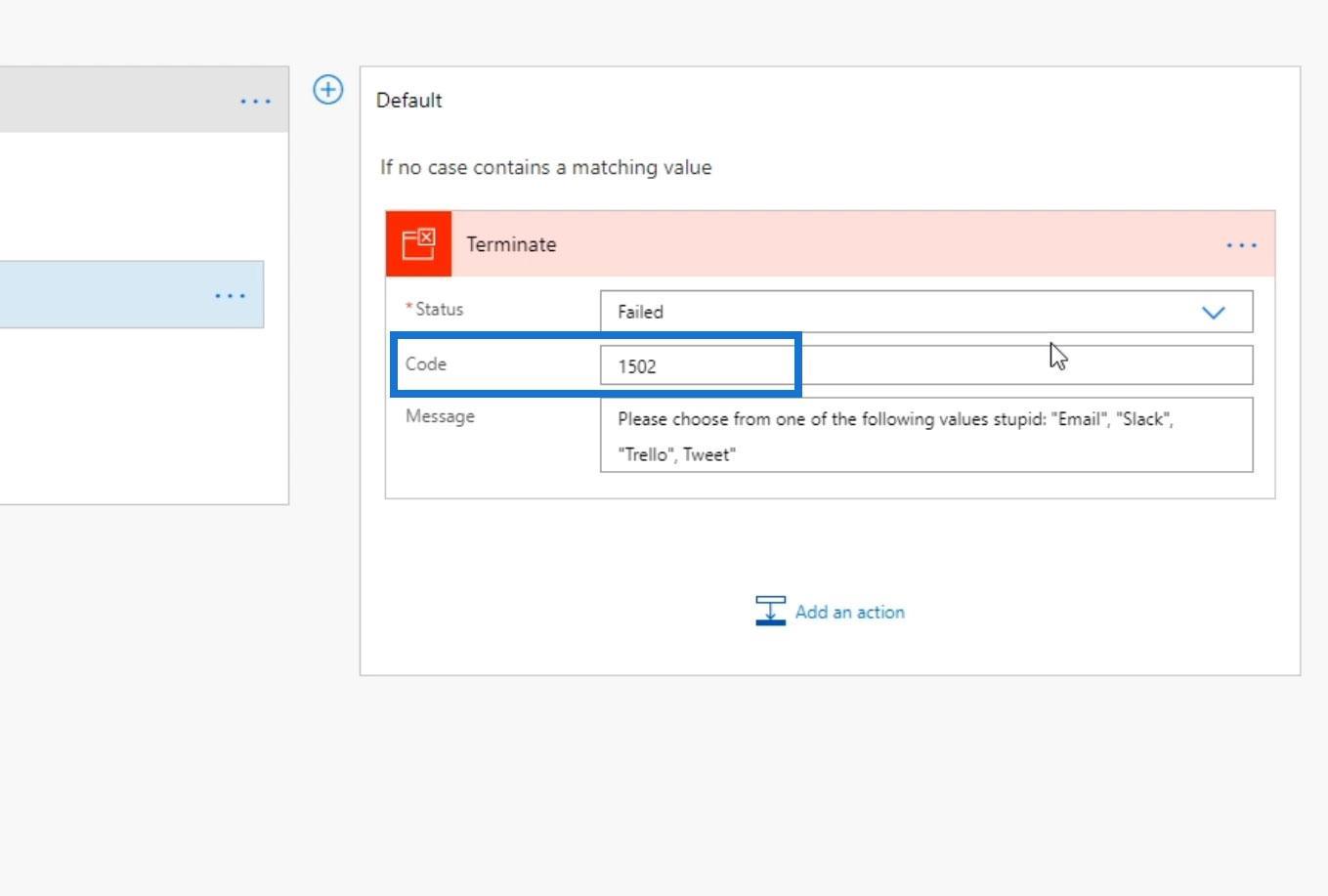 Contrôle d'action de fin Power Automate dans les flux