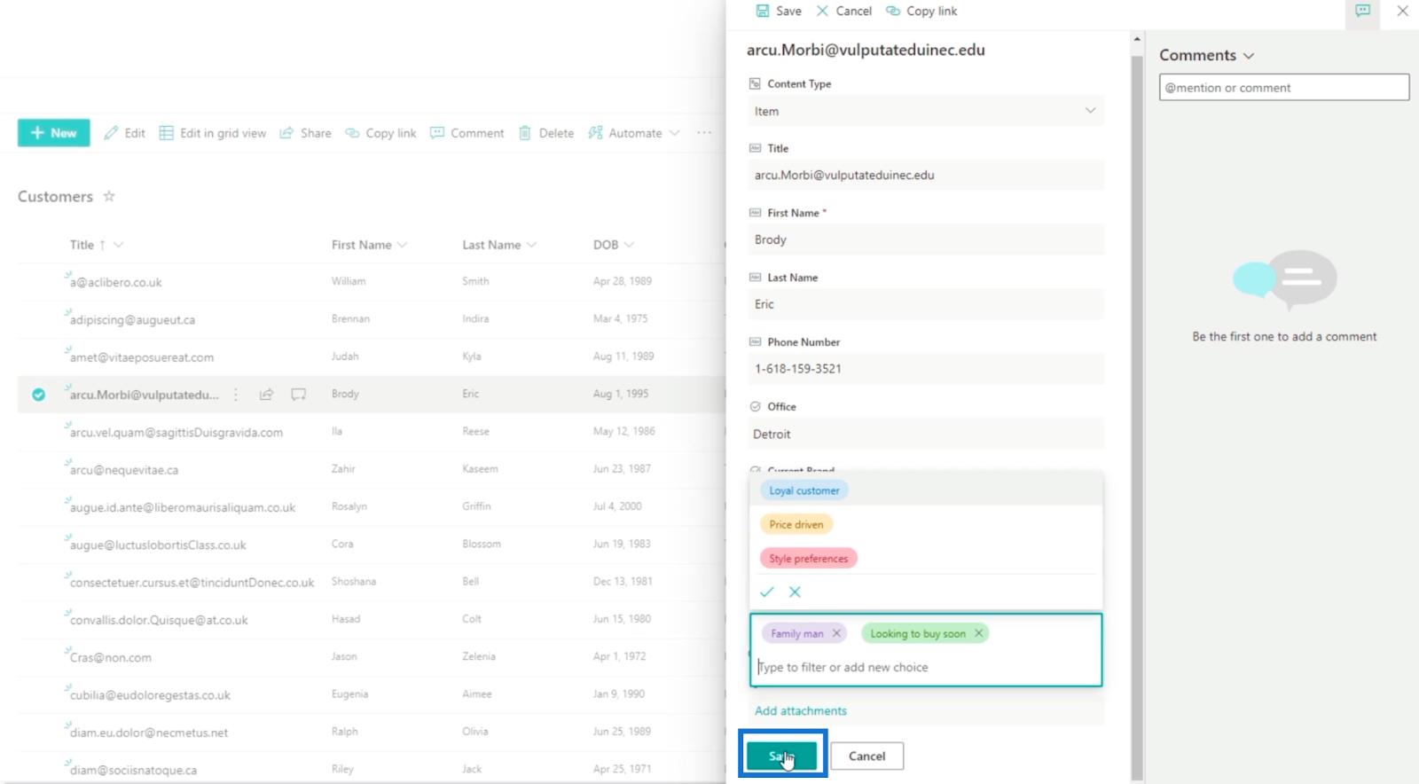 在列表中添加 SharePoint 選擇字段