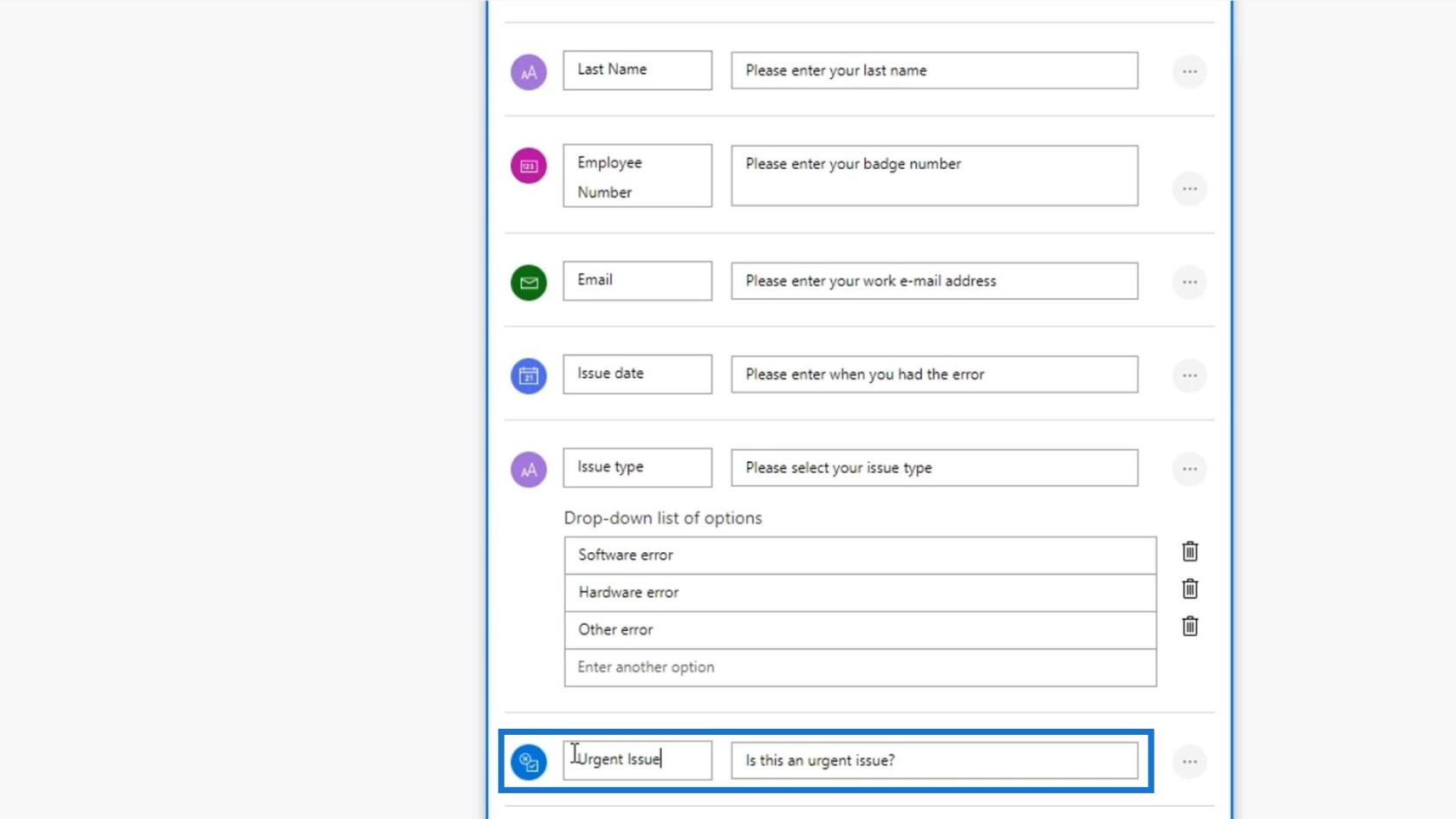 مدخلات سير العمل في Microsoft Power Automate