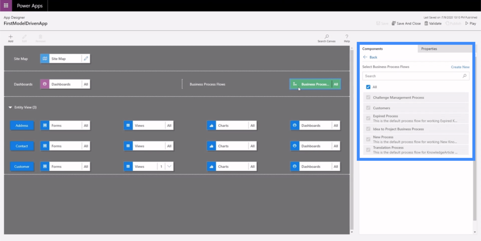 Flux de processus métier et documentation Power Apps