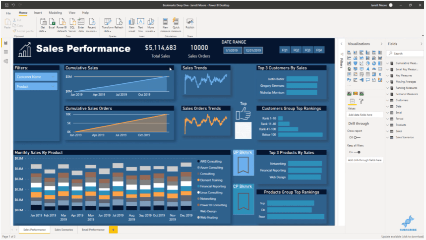 Comment utiliser les options dans un signet dans LuckyTemplates