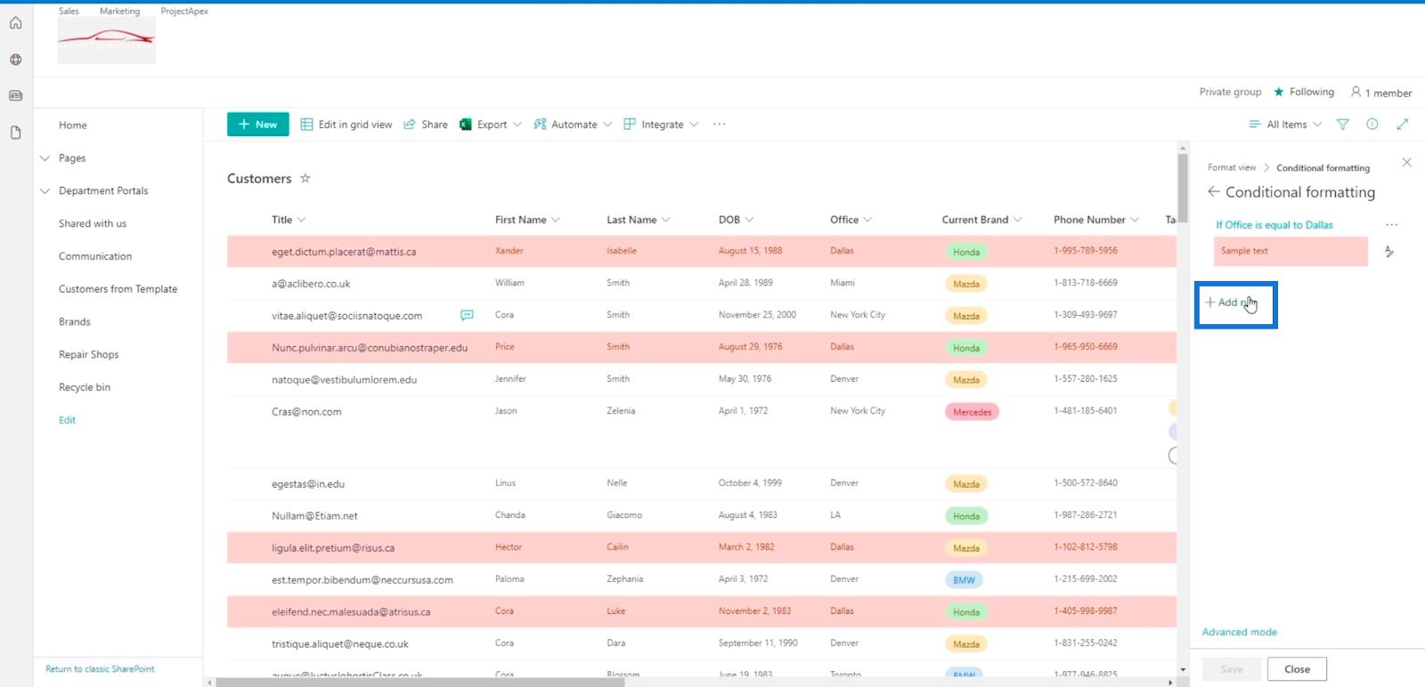 Tutorial de formatare a listei SharePoint