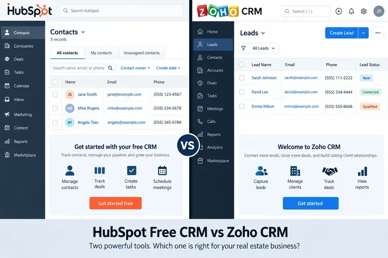 HubSpot Free CRM vs. Zoho CRM: Die beste Wahl für Solo-Immobilienmakler im Jahr 2026