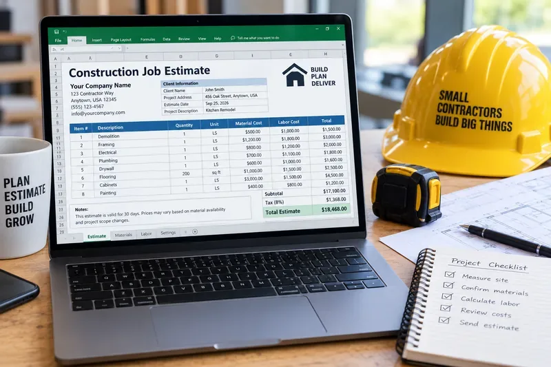 Modèle de devis de travaux de construction imprimable au format Excel pour les petits entrepreneurs